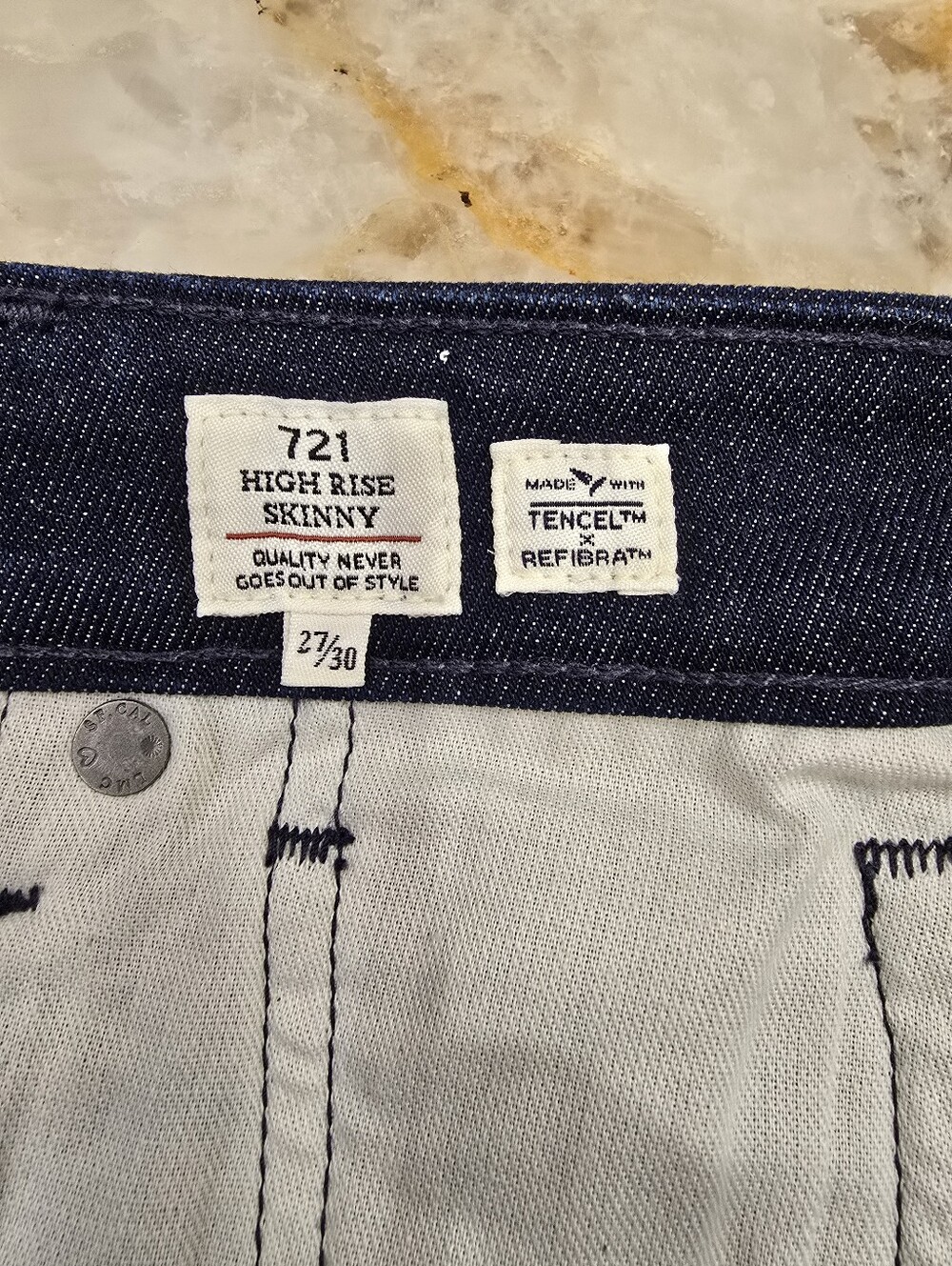 Levi's Made And Crafted 721 High Rise Skinny Jeans Knite Sides 27x30 - Picture 7 of 8
